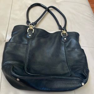 B. Makowsky Large Black Leather Bag, Tote